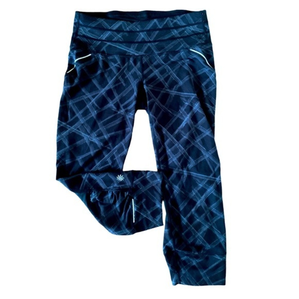 Athleta Cropped Leggings -XS blackj , blue , gray , nylon spandex